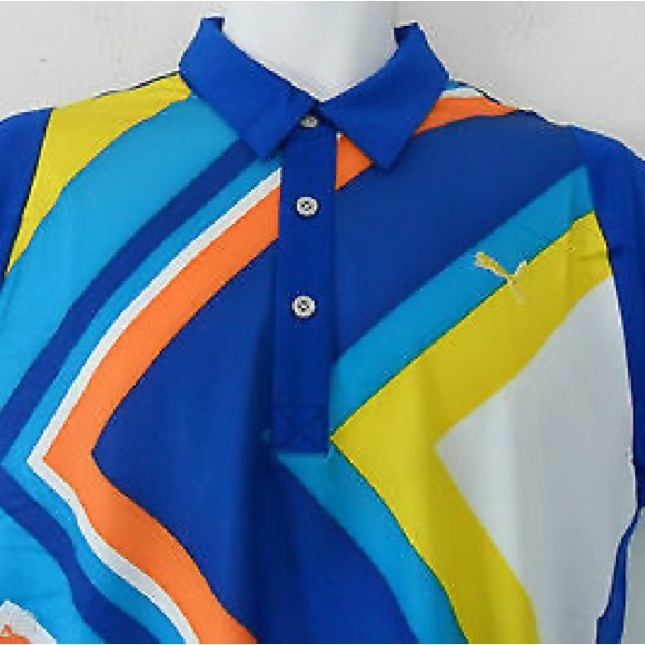 Puma Golf DUO SWING CHEVRON Polo UPF PROTECTION Shirt COOL MAX  top Men SZ M - Picture 4 of 10